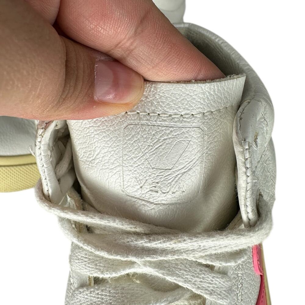 Veja Minotaur Women's High Top Leather White and Pink Sneakers Shoes Size 5 - Picture 10 of 12